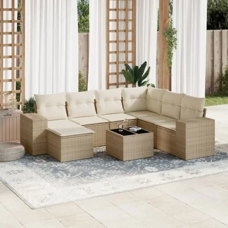 Gartensofagarnitur mit beigen Kissen, 8-teilig, aus PE-Rattan. von , Gartensets - Ref: Foro24-3222907, Preis: 543,30 €, Rabat...