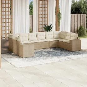Gartensofa-Set mit 10-teiligen beigen Kissen aus synthetischem Rattan. von , Gartensets - Ref: Foro24-3223067, Preis: 680,25 ...