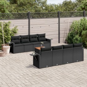 8-teiliges Gartensofa-Set und Kissen aus schwarzem Kunststoff-Rattan. von , Modulare Sofas für den Außenbereich - Ref: Foro24...
