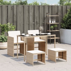 Set comedor de jardín 5 pzas con cojines ratán sintético beige by , Garden sets - Ref: Foro24-365083, Price: 220,73 €, Discou...