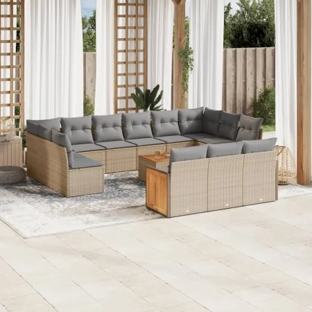 Garden sofa set with 14-piece synthetic rattan beige cushions. by , Garden sets - Ref: Foro24-3228145, Price: 879,00 €, Disco...