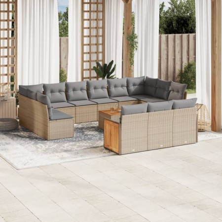 Set aus Gartensofas und Kissen 14 Stück synthetisches Rattan beige von , Gartensets - Ref: Foro24-3228145, Preis: 809,76 €, R...