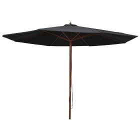 Sombrilla de jardín con palo de madera negro 350 cm