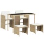 Garten-Essgruppe 5-teilig mit Kissen aus synthetischem Rattan in Beige. von , Gartensets - Ref: Foro24-365083, Preis: 220,47 ...