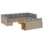 Garden sofa set with 14-piece synthetic rattan beige cushions. by , Garden sets - Ref: Foro24-3228145, Price: 879,00 €, Disco...