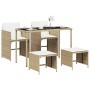 Garten-Essgruppe 5-teilig mit Kissen aus synthetischem Rattan in Beige. von , Gartensets - Ref: Foro24-365083, Preis: 220,47 ...