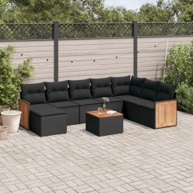 8-teiliges Gartensofa-Set und Kissen aus schwarzem Kunststoff-Rattan. von , Gartensets - Ref: Foro24-3227931, Preis: 526,62 €...