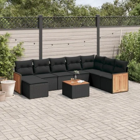 Set de sofás de jardín 8 piezas y cojines ratán sintético negro by , Garden sets - Ref: Foro24-3227931, Price: 536,37 €, Disc...