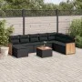 Set de sofás de jardín 8 piezas y cojines ratán sintético negro by , Garden sets - Ref: Foro24-3227931, Price: 536,37 €, Disc...