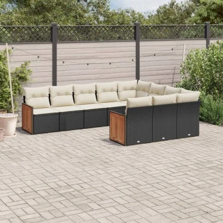 Set de sofás de jardín 10 pzas cojines ratán sintético negro de , Conjuntos de jardín - Ref: Foro24-3228016, Precio: 598,39 €...