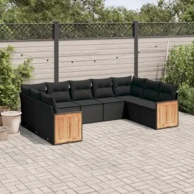 8-teiliges Gartensofa-Set und Kissen aus schwarzem Kunststoff-Rattan. von , Gartensets - Ref: Foro24-3227952, Preis: 572,72 €...