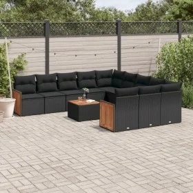 Set de sofás de jardín 12 piezas cojines ratán sintético negro by , Garden sets - Ref: Foro24-3228113, Price: 750,42 €, Disco...