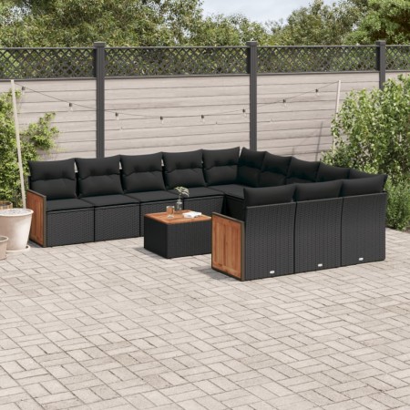 Set de sofás de jardín 12 piezas cojines ratán sintético negro by , Garden sets - Ref: Foro24-3228113, Price: 733,13 €, Disco...