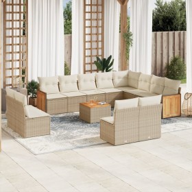 Set sofás de jardín con cojines 13 pzas ratán sintético beige by , Garden sets - Ref: Foro24-3228158, Price: 810,78 €, Discou...