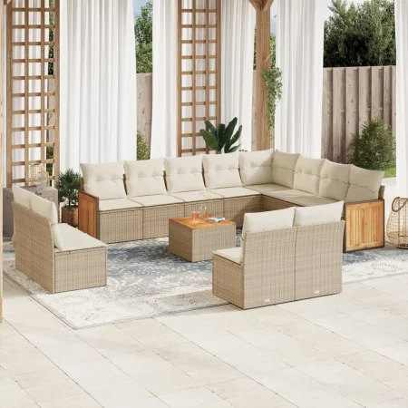 Set sofás de jardín con cojines 13 pzas ratán sintético beige de , Conjuntos de jardín - Ref: Foro24-3228158, Precio: 890,31 ...