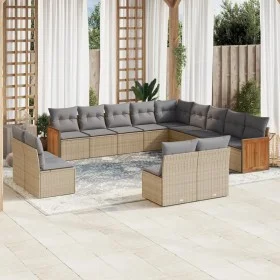 Set sofás de jardín con cojines 13 pzas ratán sintético beige by , Garden sets - Ref: Foro24-3228166, Price: 830,62 €, Discou...