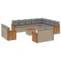 Set sofás de jardín con cojines 13 pzas ratán sintético beige by , Garden sets - Ref: Foro24-3228201, Price: 936,03 €, Discou...