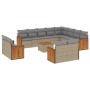 Set sofás de jardín con cojines 13 pzas ratán sintético beige by , Garden sets - Ref: Foro24-3228201, Price: 831,38 €, Discou...