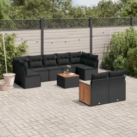 Set de sofás de jardín 10 pzas cojines ratán sintético negro by , Garden sets - Ref: Foro24-3227973, Price: 614,32 €, Discoun...