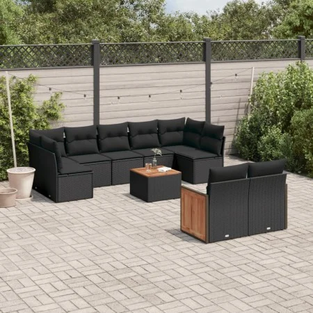 Gartensofa-Set, 10-teilig, mit schwarzen Kissen und synthetischem Rattan. von , Gartensets - Ref: Foro24-3227973, Preis: 614,...