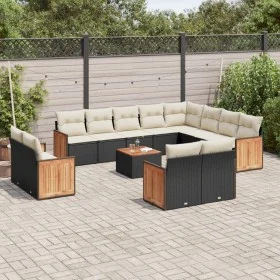 Set de sofás de jardín y cojines 13 pzas ratán sintético negro de , Conjuntos de jardín - Ref: Foro24-3228198, Precio: 830,34...