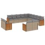 Gartensofagarnitur mit 13-teiligen Kissen aus synthetischem Rattan in Beige. von , Gartensets - Ref: Foro24-3228208, Preis: 8...