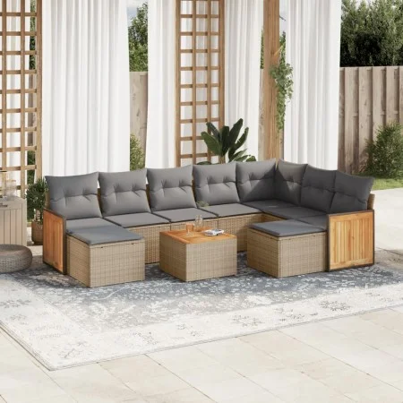 Gartensofa-Set mit 10-teiligen beigen Kissen aus synthetischem Rattan. von , Gartensets - Ref: Foro24-3228229, Preis: 589,60 ...