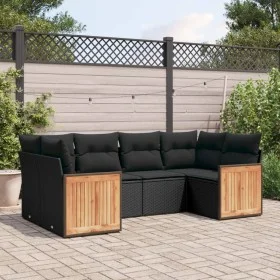 Set de sofás de jardín 6 piezas y cojines ratán sintético negro by , Garden sets - Ref: Foro24-3227938, Price: 405,66 €, Disc...