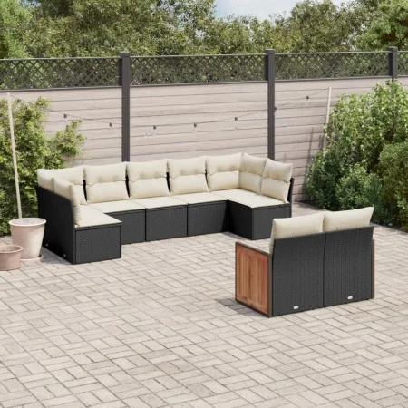 Set de sofás de jardín 8 piezas y cojines ratán sintético negro de , Conjuntos de jardín - Ref: Foro24-3227967, Precio: 536,3...