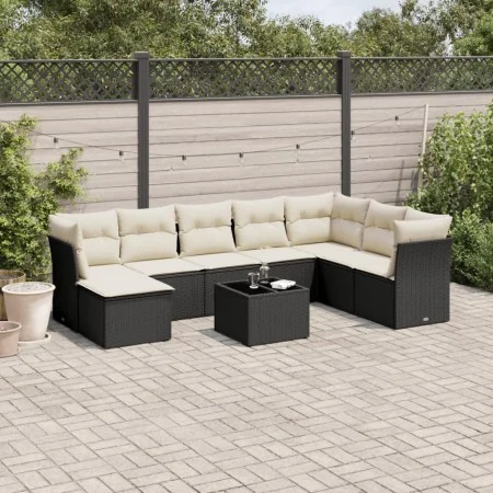 Set de sofás de jardín 8 piezas y cojines ratán sintético negro by , Garden sets - Ref: Foro24-3218056, Price: 504,91 €, Disc...