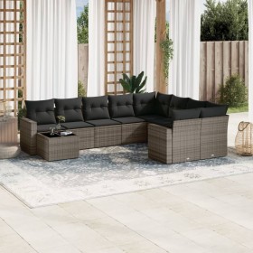 Set de sofás de jardín 10 pzas con cojines ratán sintético gris by , Garden sets - Ref: Foro24-3219450, Price: 577,40 €, Disc...