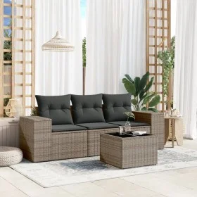 Gartensofagarnitur 4-teilig mit grauen Polstern aus synthetischem Rattan von , Modulare Sofas für den Außenbereich - Ref: For...