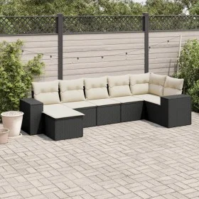 Garten-Essgruppe 7-teilig mit schwarzen Polstern aus synthetischem Rattan von , Gartensets - Ref: Foro24-3222875, Preis: 435,...