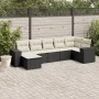 Set de comedor de jardín 7 pzas y cojines ratán sintético negro de , Conjuntos de jardín - Ref: Foro24-3222875, Precio: 436,1...