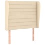 Cabecero con orejas de tela color crema 93x23x118/128 cm