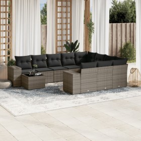 Gartensofagarnitur 11-teilig mit grauen Kissen aus synthetischem Rattan. von , Gartensets - Ref: Foro24-3223129, Preis: 657,0...