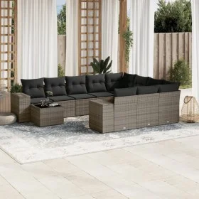 Set de sofás de jardín 11 pzas y cojines ratán sintético gris by , Garden sets - Ref: Foro24-3223129, Price: 668,96 €, Discou...