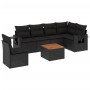 Garten-Essgruppe 7-teilig mit schwarzen Polstern aus synthetischem Rattan von , Modulare Sofas für den Außenbereich - Ref: Fo...