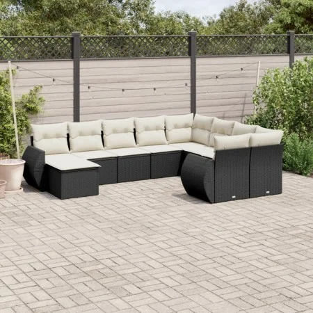Set de sofás de jardín 10 pzas cojines ratán sintético negro by , Modular outdoor sofas - Ref: Foro24-3221855, Price: 612,48 ...