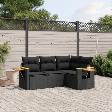 Gartensitzgruppe 4-teilig mit schwarzen Polstern aus synthetischem Rattan von , Gartensets - Ref: Foro24-3226769, Preis: 302,...