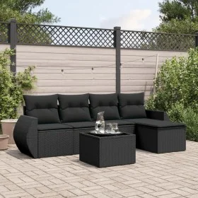 Set de sofás de jardín 6 piezas y cojines ratán sintético negro de , Conjuntos de jardín - Ref: Foro24-3221294, Precio: 383,5...