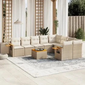 Gartensofa-Set mit 10-teiligen beigen Kissen aus synthetischem Rattan. von , Gartensets - Ref: Foro24-3227150, Preis: 701,41 ...