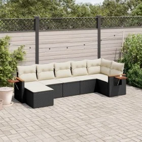 Set de comedor de jardín 7 pzas y cojines ratán sintético negro by , Garden sets - Ref: Foro24-3227029, Price: 428,92 €, Disc...