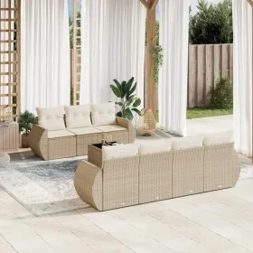 Juego de sofás de jardín con cojines beige 8 pzas ratán PE by , Garden sets - Ref: Foro24-3221127, Price: 660,91 €, Discount: %