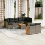 Gartensofa-Set, 10-teilig, mit grauen Polstern aus synthetischem Rattan von , Gartensets - Ref: Foro24-3227978, Preis: 588,86...