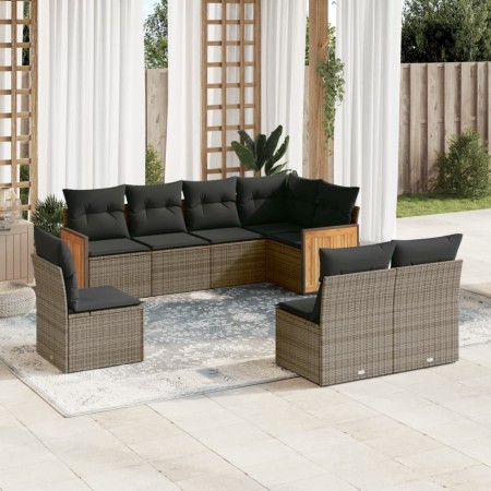 Gartensofagarnitur 8-teilig mit grauen Polstern aus synthetischem Rattan von , Gartensets - Ref: Foro24-3227726, Preis: 473,6...