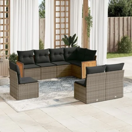 Set de sofás de jardín 8 pzas y cojines ratán sintético gris de , Conjuntos de jardín - Ref: Foro24-3227726, Precio: 482,34 €...