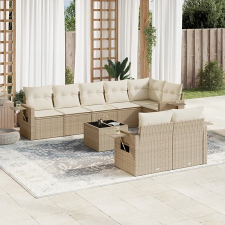 Set de sofás de jardín 9 pzas con cojines ratán sintético beige by , Garden sets - Ref: Foro24-3252765, Price: 670,27 €, Disc...