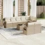 Set de sofás de jardín 9 pzas con cojines ratán sintético beige by , Garden sets - Ref: Foro24-3252765, Price: 710,75 €, Disc...