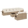 Set de sofás de jardín 9 pzas con cojines ratán sintético beige by , Garden sets - Ref: Foro24-3252765, Price: 670,27 €, Disc...